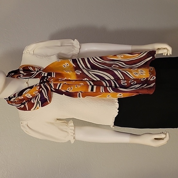 Vtg Bold Punk Animal Print Abstract Silk Scarf - Picture 2 of 5